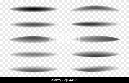 Ombre realistiche con bordi morbidi. Ombre vettoriali isolate su sfondo trasparente Illustrazione Vettoriale
