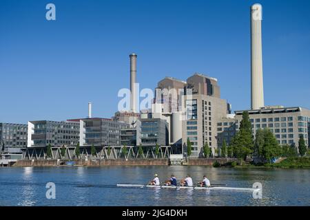 MAINOVA Heizkraftwerk West, Main, Frankfurt am Main, Hessen, Deutschland Foto Stock