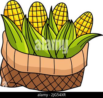 Thanksgiving Harvest mais Cartoon Coloured Clipart Illustrazione Vettoriale