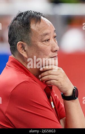 Sheng Wu, allenatore della Cina, durante la partita maschile della FIVB Volleyball Nations League 2022 tra Polonia e Cina a Gdansk, Polonia. 07th luglio 2022. Credit: PAP/Alamy Live News Foto Stock