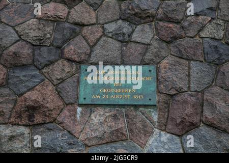 Bülow-Pyramide (piramide di Bülow), zur Erinnerung an die Schlacht bei Großbeeren gegen die napoleonischen Trupen am 23. Agosto 1813, Großbeeren, Germania Foto Stock