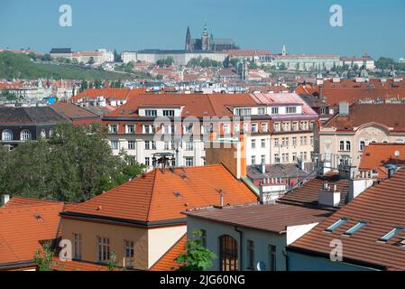 Paesaggio della città vecchia in una giornata di sole aprile. Praga, Repubblica Ceca Foto Stock