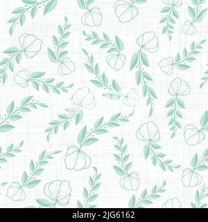 Verde mare vettore floreale rami testurizzati sfondo senza cuciture ripetizione pattern Illustrazione Vettoriale