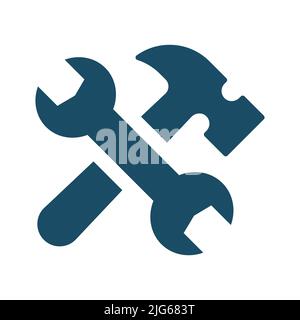 Fix piatto blu scuro di alta qualità, icona di riparazione. Pittogramma, serie di icone, illustrazione. Utile per siti Web, banner, biglietti d'auguri, app e social media po Foto Stock