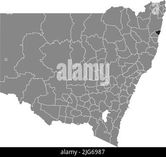 Mappa di localizzazione dell'AREA GOVERNATIVA LOCALE DI COFFS HARBOUR, NUOVO GALLES DEL SUD Illustrazione Vettoriale