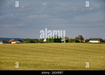 Pulkau, Landwirtschaft, Hügelland, Feld, Waldviertel, Niederösterreich, Felder, Acker, Himmel, Wolken, flach, ruhig, still, abgelegen, einsam, Natur, Foto Stock