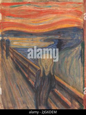 Edvard Munch, The Scream, National Gallery of Norway, effetto puntini, illustrazione vettoriale Illustrazione Vettoriale