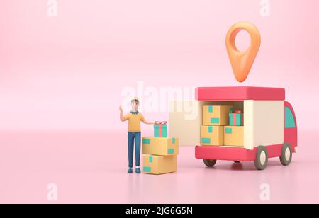 Consegna monitoraggio isolato. 3D rendering Foto Stock