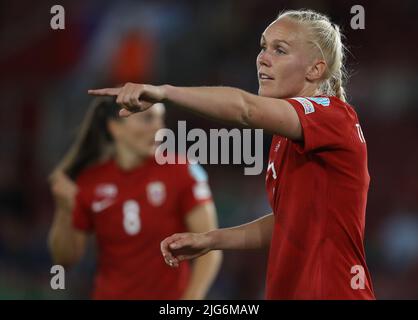 Southampton, Inghilterra, 7th luglio 2022. Maria Thorisdottir di Norvegia durante la partita UEFA Women's European Championship 2022 al St Mary's Stadium di Southampton. Il credito dell'immagine dovrebbe leggere: Paul Terry / credito dello Sportimage: Notizie dal vivo dello Sportimage/Alamy Foto Stock