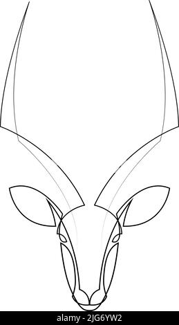 Icona linea testa Antelope. Modello per il progetto. Illustrazione vettoriale. Illustrazione Vettoriale