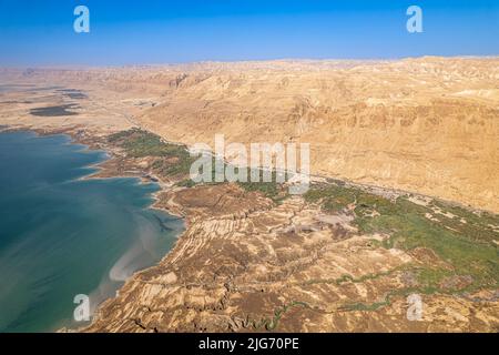 Ein Feshkha, conosciuta anche come Einot Tzukim, è la riserva naturale più bassa del mondo, situata nel deserto della Giudea lungo le rive del Mar Morto Foto Stock