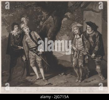 La sig.ra Younge, il sig. Dodd, il sig. Love e il sig. Waldron, nei caratteri di Viola, del sig. Andrew Aguecheek, del sig. Toby Belch e di Fabian (Shakespeare, dodicesima notte, Atto 3, scena 4), 1 marzo 1774. Foto Stock