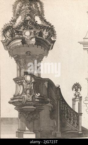 Disegno per un pulpito, lastra 1 da una serie senza titolo di disegni Pulpit, stampato ca. 1750-56. Foto Stock