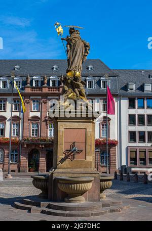 Fontana di Marien a Heidelberg città storica Heidelberg, Baden Wuerttemberg, Germania, Europa Foto Stock