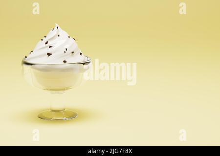 Gelato con cioccolato in recipiente di vetro 3D rendering. Foto Stock