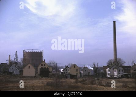 Città industriale del Massachusetts, forse New Bedford. Foto Stock