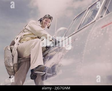 Cadet L. Deitz(?) Presso la base aerea navale di Corpus Christi, Texas. Foto Stock