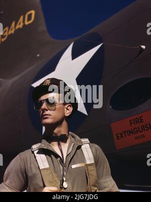 F.W. Hunter Army pilota di prova, la Douglas Aircraft Company pianta a Long Beach, California Foto Stock