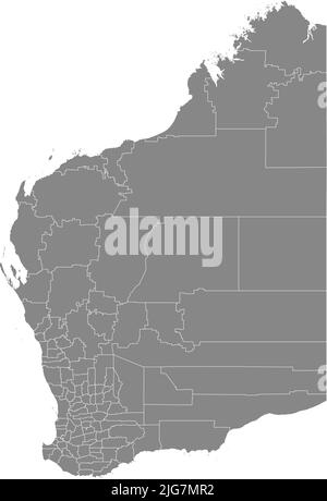 Mappa grigia delle aree governative locali del BEST WESTERN AUSTRALIA Illustrazione Vettoriale