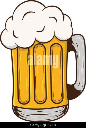 Illustrazione del bicchiere pieno di birra, Beer Clipart Illustrazione Vettoriale