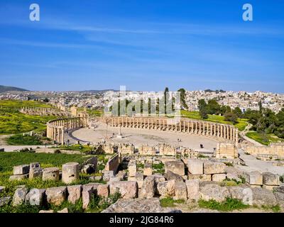 Scavi romani a Jerash, antica Gerasa, Giordania. Foto Stock