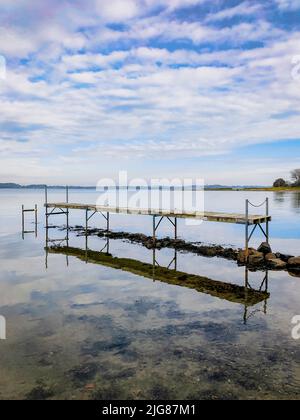 Holnis point, molo, spiaggia, Holnis, Glücksburg, Schleswig-Holstein, paesaggio, autunno, Germania settentrionale, Germania Foto Stock