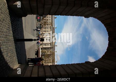 Irlanda, Dublino, Trinity College, Old Library Building, arco, campanile Foto Stock