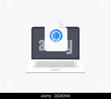 Aggiornamento del file sul computer o aggiornamento del logo del software. Aggiornamento dell'installazione sulla sincronizzazione dei dati di sistema, ripristino delle informazioni o digitale. Illustrazione Vettoriale