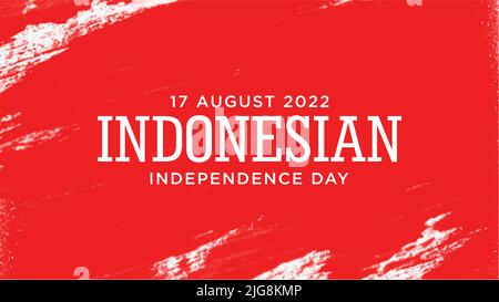 Indonesia giorno di indipendenza con rosso grunge sfondo disegno. indonesiano testo significa è longevità indonesia. Illustrazione Vettoriale