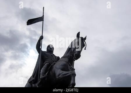 Statua equestre di San Venceslao, Piazza Venceslao, Praga, Repubblica Ceca Foto Stock