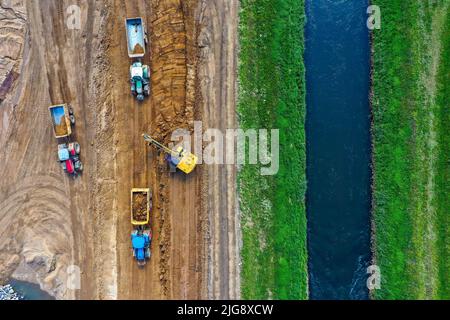 Emscher, nuovo Emschermuendung, Dinslaken, Renania settentrionale-Vestfalia, Germania Foto Stock