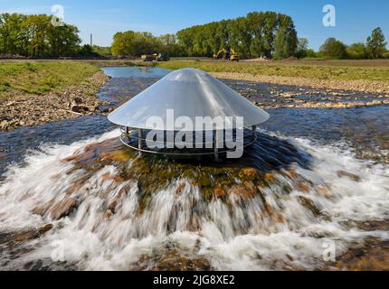 Protezione contro le alluvioni sul fiume Lippe, Haltern, Renania settentrionale-Vestfalia, Germania Foto Stock