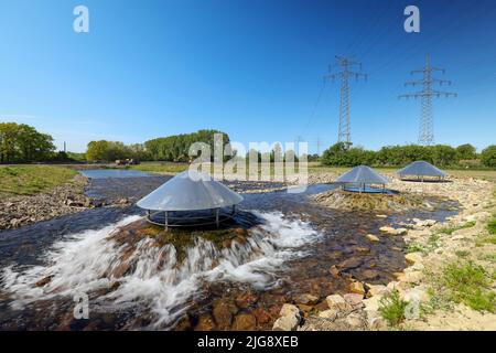 Protezione contro le alluvioni sul fiume Lippe, Haltern, Renania settentrionale-Vestfalia, Germania Foto Stock