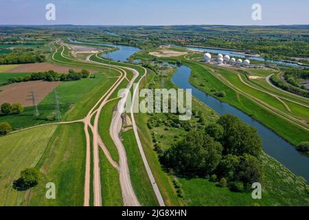 Paesaggio lippe, protezione dalle inondazioni attraverso la delocalizzazione della diga, Haltern, Marl, Renania settentrionale-Vestfalia, Germania Foto Stock