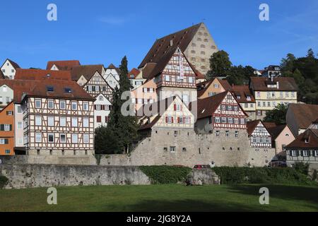 Germania, Baden-Wuerttemberg, Schwäbisch Hall, sulle rive del fiume Kochre Foto Stock