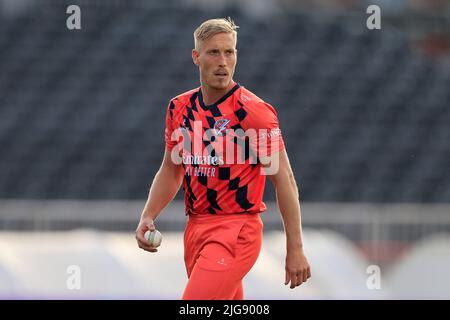 Manchester, Regno Unito. 08th luglio 2022. Luke Wood of Lancashire Lightning Credit: News Images LTD/Alamy Live News Foto Stock