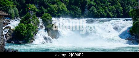 Svizzera, Sciaffusa, Cascate del Reno nei pressi di Sciaffusa. Foto Stock