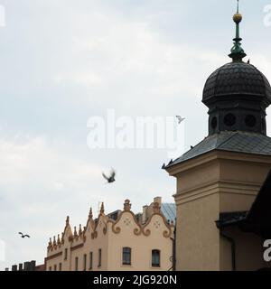 Vista aerea dei tetti di Cracovia, una delle città più antiche della Polonia Foto Stock