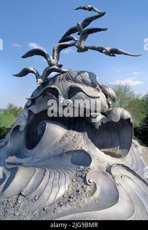 Navy-Merchant Marine Memorial ad Arlington Virginia sulla Columbia Island sulle rive del Potomac di fronte a Washington DC. Lady Bird Johnson Park. Foto Stock