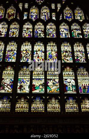 Schermo scolpito nella chiesa di Ledbury Foto Stock