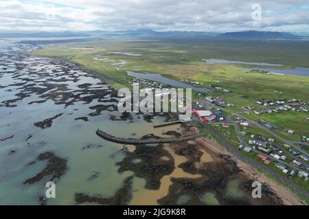 Stokkseyri, Islanda. Vista Drome. Foto Stock