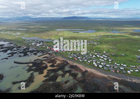 Stokkseyri, Islanda. Vista Drome. Foto Stock