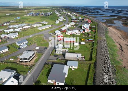 Stokkseyri, Islanda. Vista Drome. Foto Stock