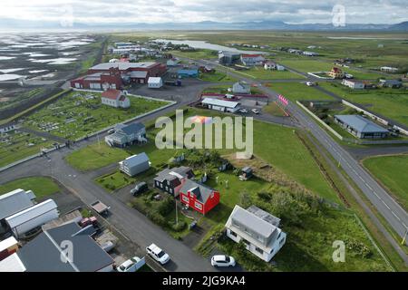 Stokkseyri, Islanda. Vista Drome. Foto Stock