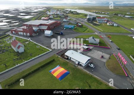 Stokkseyri, Islanda. Vista Drome. Foto Stock