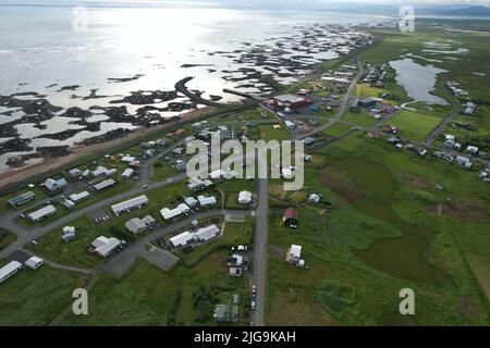 Stokkseyri, Islanda. Vista Drome. Foto Stock