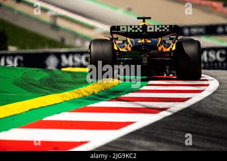 Spielberg, Austria, 08th luglio 2022, Daniel Ricciardo, dall'Australia compete per la McLaren F1 . Qualifiche, round 11 del campionato di Formula 1 2022. Foto Stock