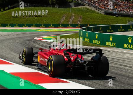 Spielberg, Austria, 08th luglio 2022, Charles Leclerc, di Monaco compete per la Scuderia Ferrari. Qualifiche, round 11 del campionato di Formula 1 2022 Foto Stock