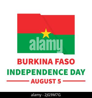 Poster tipografico del Burkina Faso Independence Day. Festa nazionale il 5 agosto. Modello vettoriale per banner, volantino, adesivo, biglietto d'auguri, po Illustrazione Vettoriale