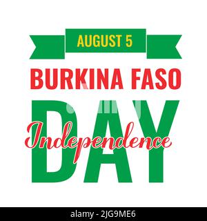 Poster tipografico del Burkina Faso Independence Day. Festa nazionale il 5 agosto. Modello vettoriale per banner, volantino, adesivo, biglietto d'auguri, po Illustrazione Vettoriale